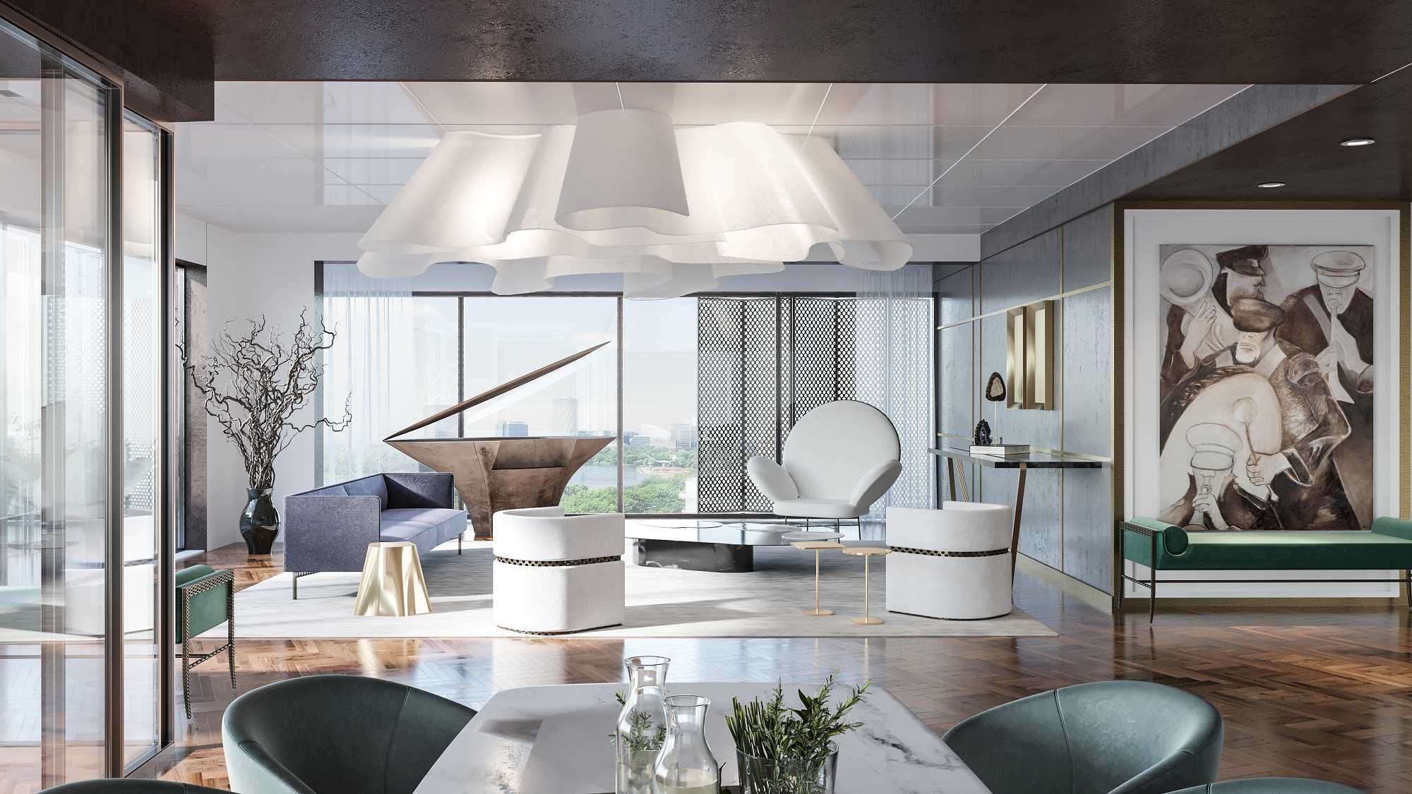 Modern 3d rendering and interior visualization of a premium apartment design in a simple and luxurious style using neutral tones located in Australia-Sydney