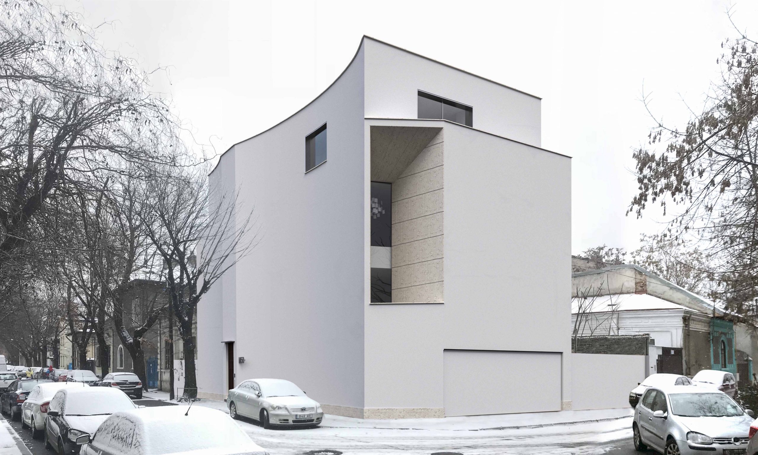 Architectural exterior 3D rendering of a beautiful simple and modern house in Bucharest, Romania by c2atelier