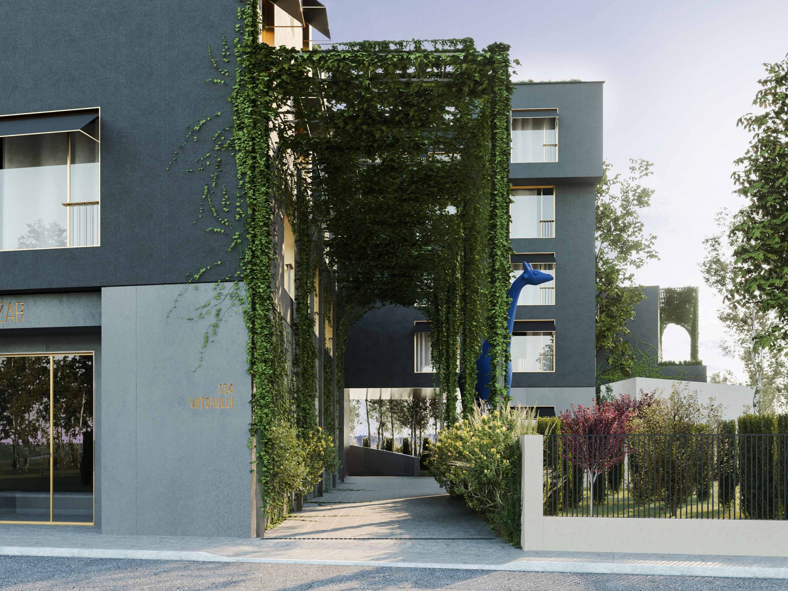 Exterior rendering and architectural rendering in Viitorului Bucuresti, high quality corona render services 3d visualization archviz cgi render3d randari 3d