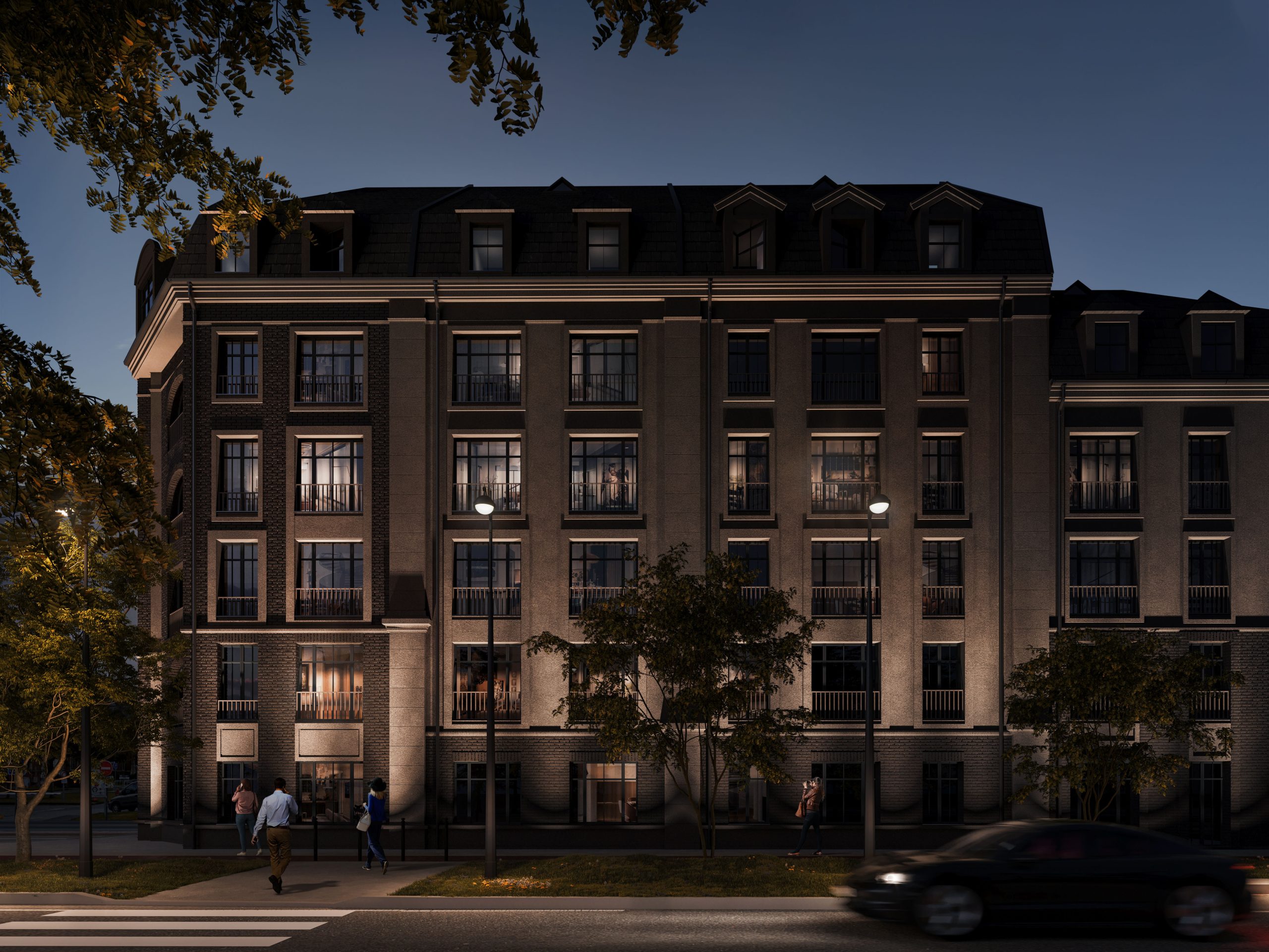 Realistic 3d render and night exterior visualization on night light rendering services in France Paris
