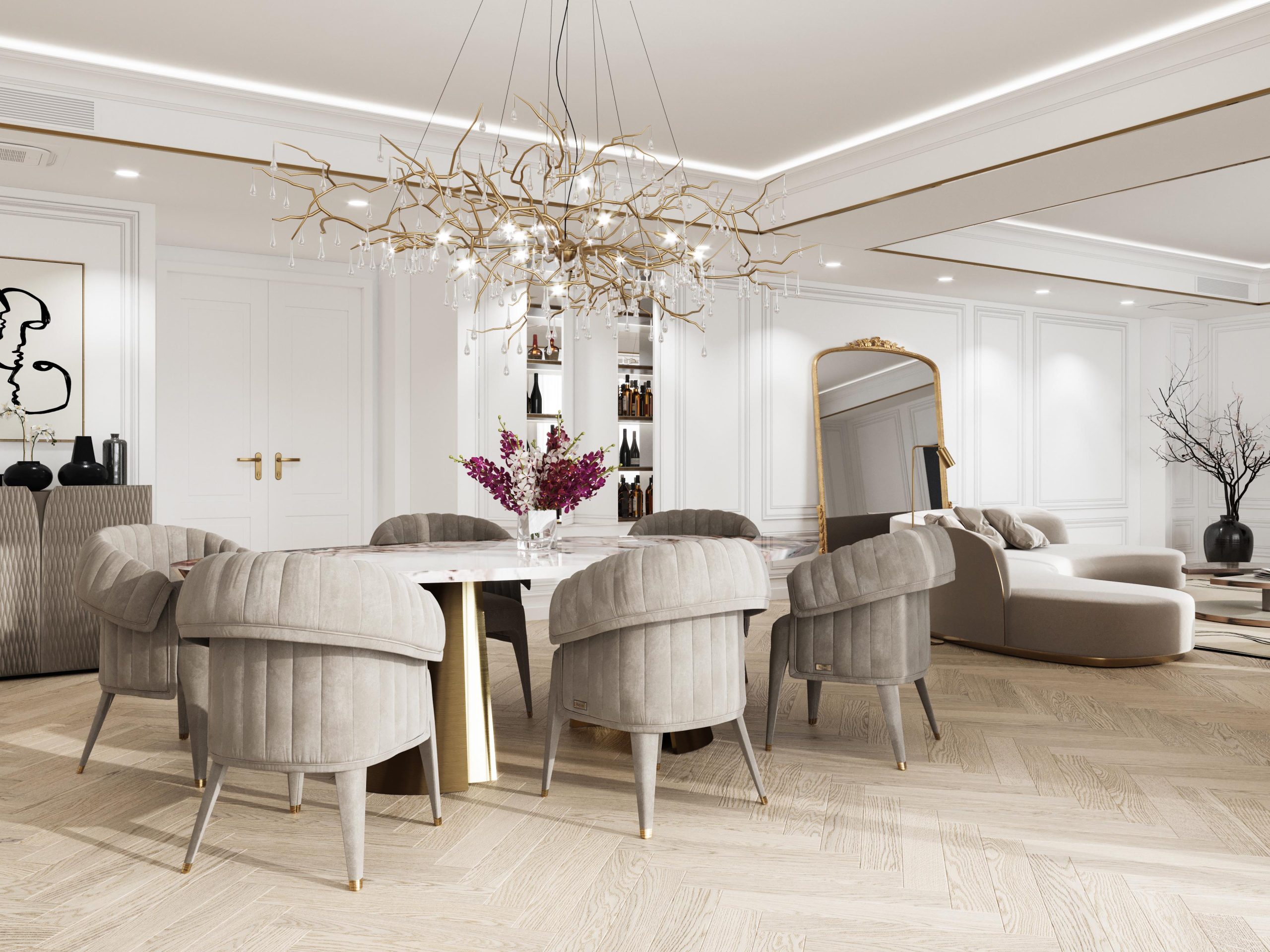 modern 3d rendering and interior visualization design in a simple and luxurious style using neutral tones located in bucharest romania