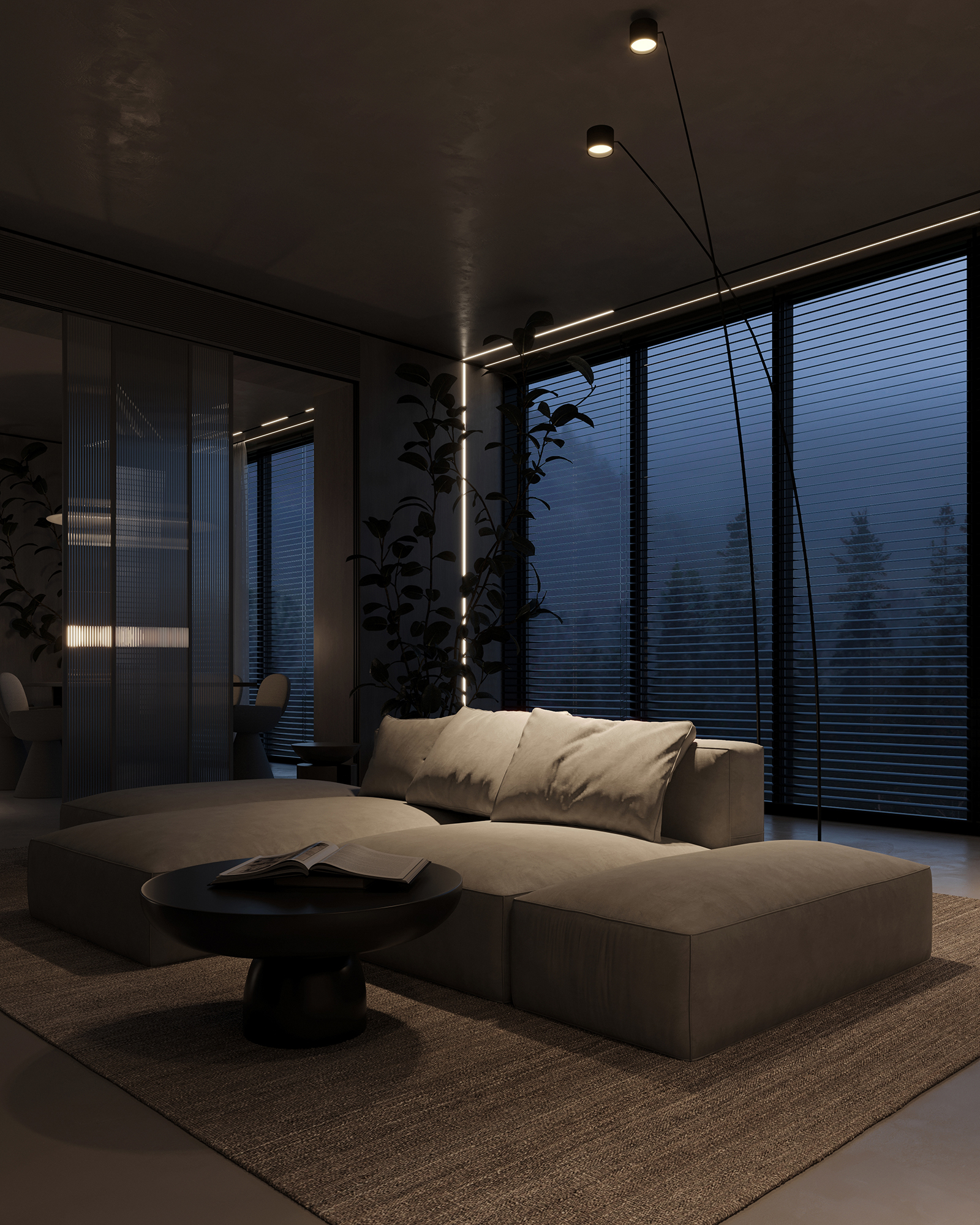 We went with light wood tones for the furniture, which not only look beautiful but also add texture and warmth without disrupting the minimalist and sleek vibe. In the dining area,