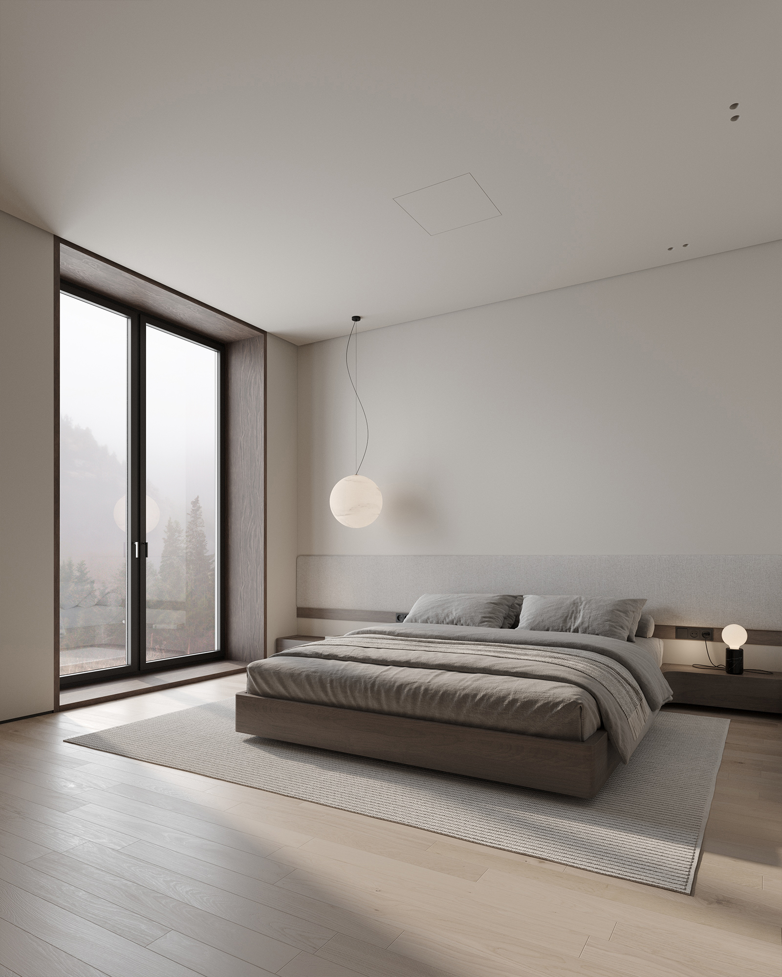 3d day rendering bedroom minimalist